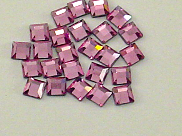 36Pcs. 4MM SQUARE LIGHT ROSE HOTFIX European Rhinestones